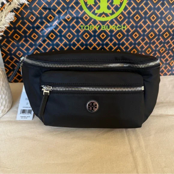 Tory Burch Nylon Belt Bag Fanny Pack 170436 in Black Lightweight NWT - Picture 1 of 12